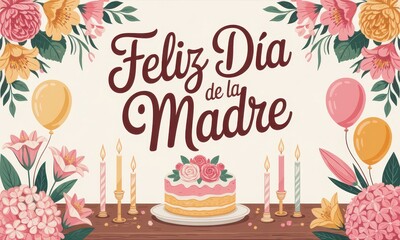 Mothers day celebration cake with decorations