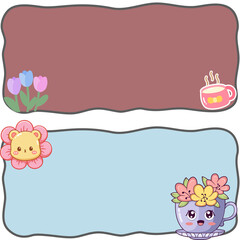 Adorable Kawaii Flower and Teacup Banners Perfect for Springtime Designs