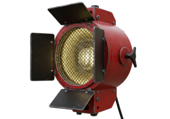 Isolated Red Vintage Stage Light with Barn Doors
