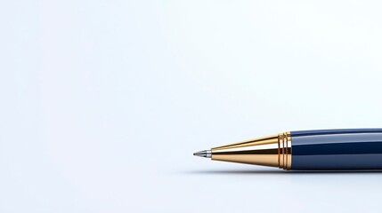A sleek blue pen resting on a surface symbolizing professionalism and creativity. white Background. Elegant writing instrument azure hue atop a pristine backdrop signifying polished
