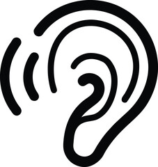 Ear with sound cancellation wave symbols