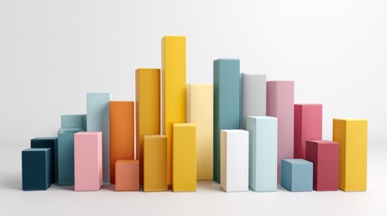 Simple D bar graph with solid colors, arranged in a clear, organized manner, on a minimalistic white background, highlighting the importance of clarity in data.