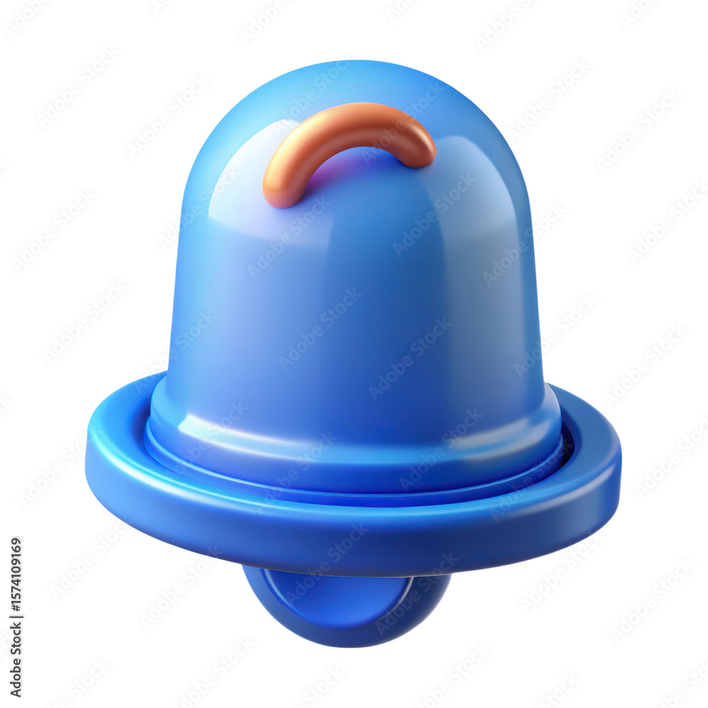 Aufkleber Blue notification bell with handle 3d rendering icon land transportation isolated on white background digital reminder communication alert message symbol alarm