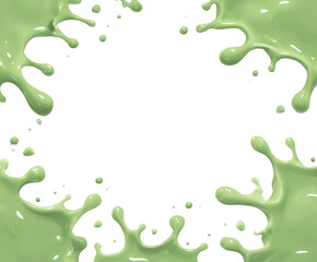 Vibrant green liquid splash with smooth edges and water droplets on a pure white background. Concept for dynamic liquid motion and creative abstract design