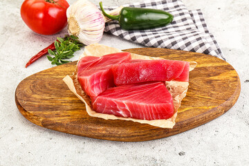 Raw fresh tuna fish steak