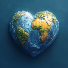 Conceptual heart shaped earth photo representing love for the planet and environmental awareness