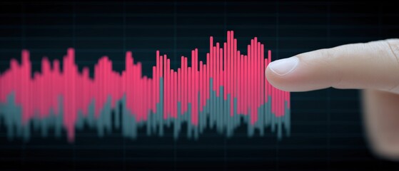 Analyzing audio waveforms visual insight into sound patterns digital workspace infographic tech environment close-up view data interpretation
