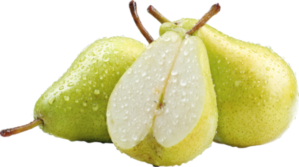 Delicious pears cut out isolated on transparent 