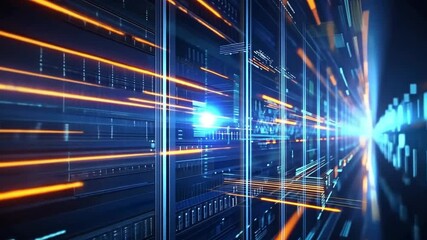 Advanced network infrastructure server room for big data processing - Powered by Adobe
