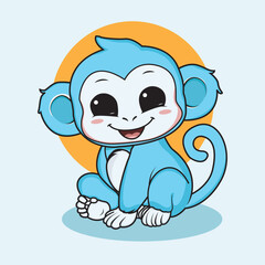 cute monkey illustration kawaii style children's t-shirt