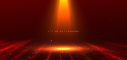 Scene red background wiht spotlight background. Celerbration happy party concept.