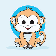 cute monkey illustration kawaii style children's t-shirt