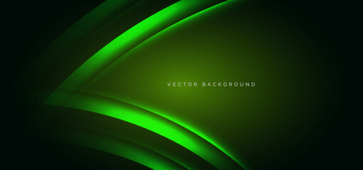 Futuristic green beam curve with lighting effect and sparkle. Hi-speed motion moving concept.