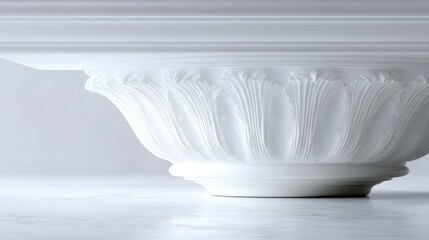 Elegant white decorative molding showcases refined craftsmanship. This image highlights a classic style with intricate details that enhance architectural beauty. Perfect for design inspiration. AI