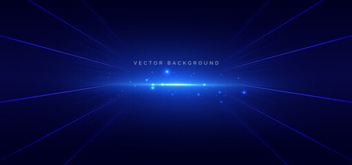 Technology futuristic diagonal lines glowing on dark blue background.