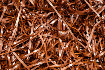 Magnetic tape unwound, magnetic audio cassette tangle, evoking nostalgia and the fragility of...