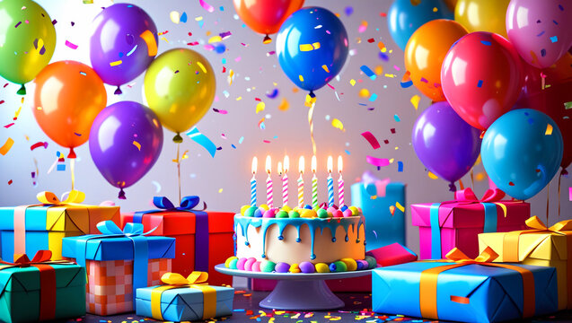 happy birthday card with balloons