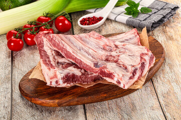 Raw pork ribs for cooking
