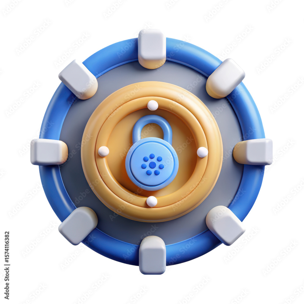 Fototapete high quality 3d rendering icon representing security lock design and land transportation isolated on