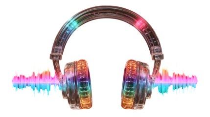 Headphones with Audio Visualizer, isolated on transparent background