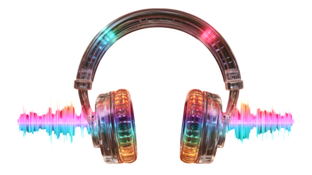 Headphones with Audio Visualizer, isolated on transparent background