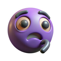 Purple face emoji with contemplative expression in high quality 3d rendering icon land transportation isolated on white background