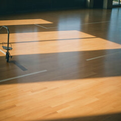 Abstract Shadows on Indoor Basketball Court Floor