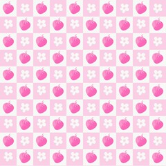 seamless pattern with Flowers and strawberry