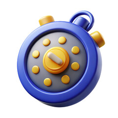 Stylized 3d rendering icon of a stopwatch for timing and land transportation isolated on white background