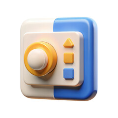 Stylized 3d rendering icon of gamepad controller for interactive land transportation isolated on white background