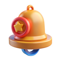 Vibrant notification alert icon 3d rendering with star symbol illustrating land transportation isolated on white background for social media and user interface design