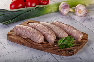 Raw pork sausages for grill
