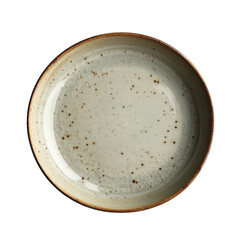 A white plate with brown spots on it
