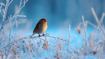 Birds on the branches of snow and ice