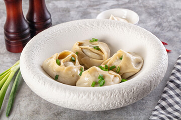 Uzbek cuisine - staffed Manti with meat