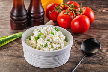 Cottage cheese with green onion
