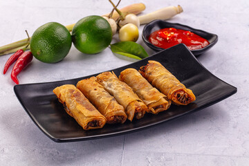Stuffed Vietnamese Nem roll with meat
