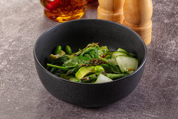 Vegetarian green salad with asparagus and avocado