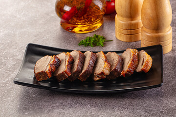 Sliced roasted duck breast fillet