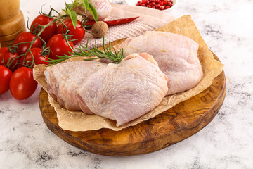 Raw chicken thighs for cooking