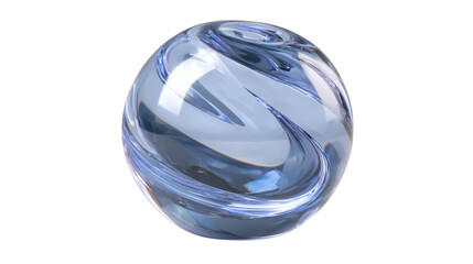 Elegant translucent glass orb sculpture, isolated on transparent 