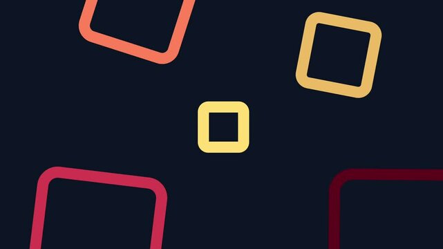 A rhythmic animation of colorful square elements pulsing and moving across the screen, evoking retro digital aesthetics and techno vibes