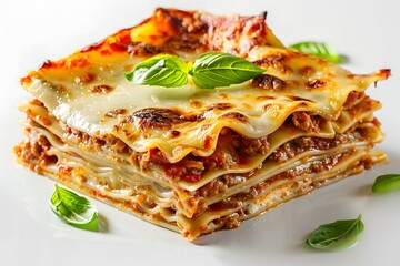 Classic lasagna isolated on a white background