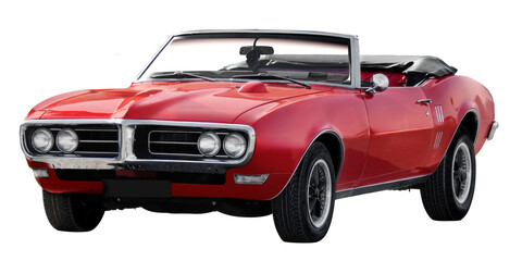 60s vintage American car isolated on transparent background