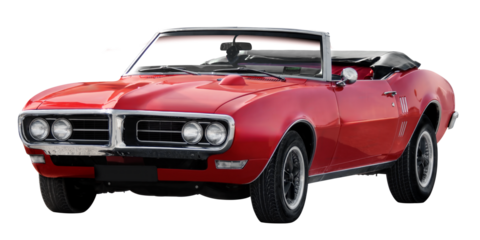 60s vintage American car isolated on transparent background