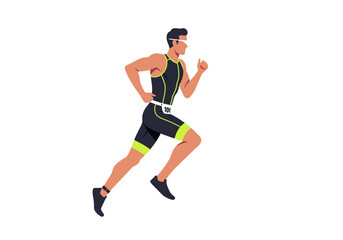 Athlete Running in Triathlon Suit with Number 101 Black and Green.