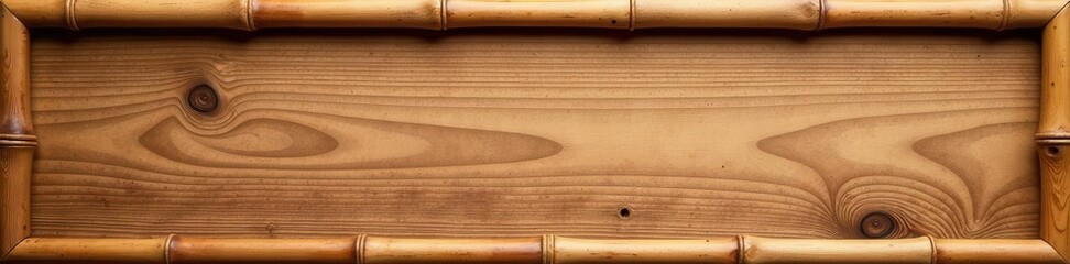 Rustic brown bamboo rectangle frame, natural wood texture, blank space , empty, banner