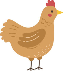 Cute Chicken Childish Vector Illustration