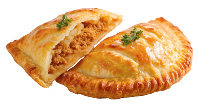 Empadinha, traditional Brazilian savory pie snack, isolated on transparent 