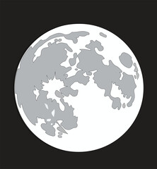  full moon with crater texture in flat design